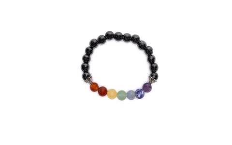 Rokassprādze ar hematītu un čakru akmentiņiem