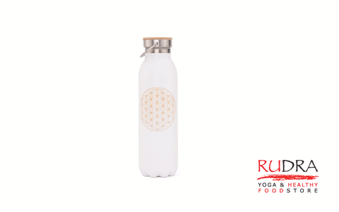 Trauks / termoss ūdens līdzņemšanai (zieds, balts), 600ml